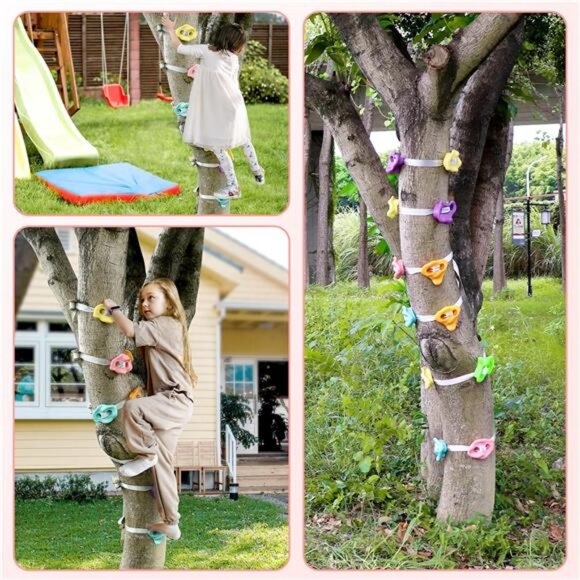 12 Ninja Tree Climbing Holds for Kids Climber, Tree Climbing Kit with 6 Straps - Picture 7 of 8